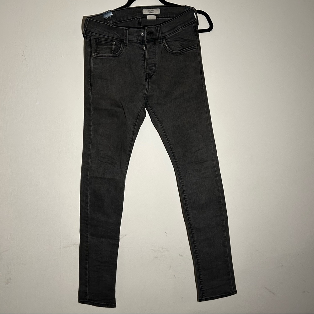 Dark grey skinny low waist jeans